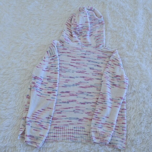 DKNY Girl's White Sweater W/ Soft Pink, Blue, Purple Stripes Size L 14/16 - Picture 3 of 3